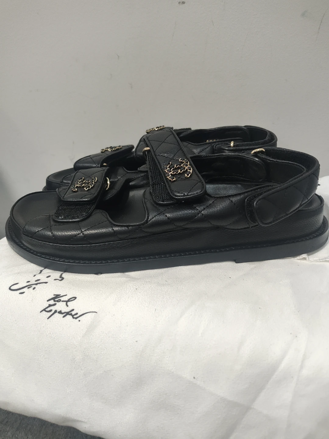 Chanel Black Quilted Leather Sandals - photo 3
