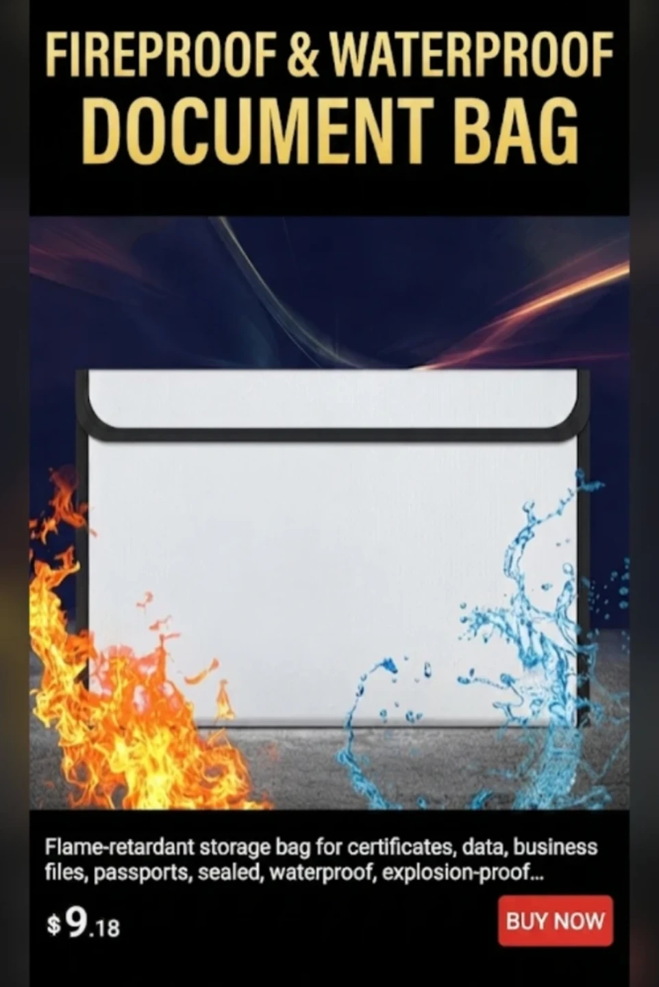 Fireproof & Waterproof laptop sleeve Document protector