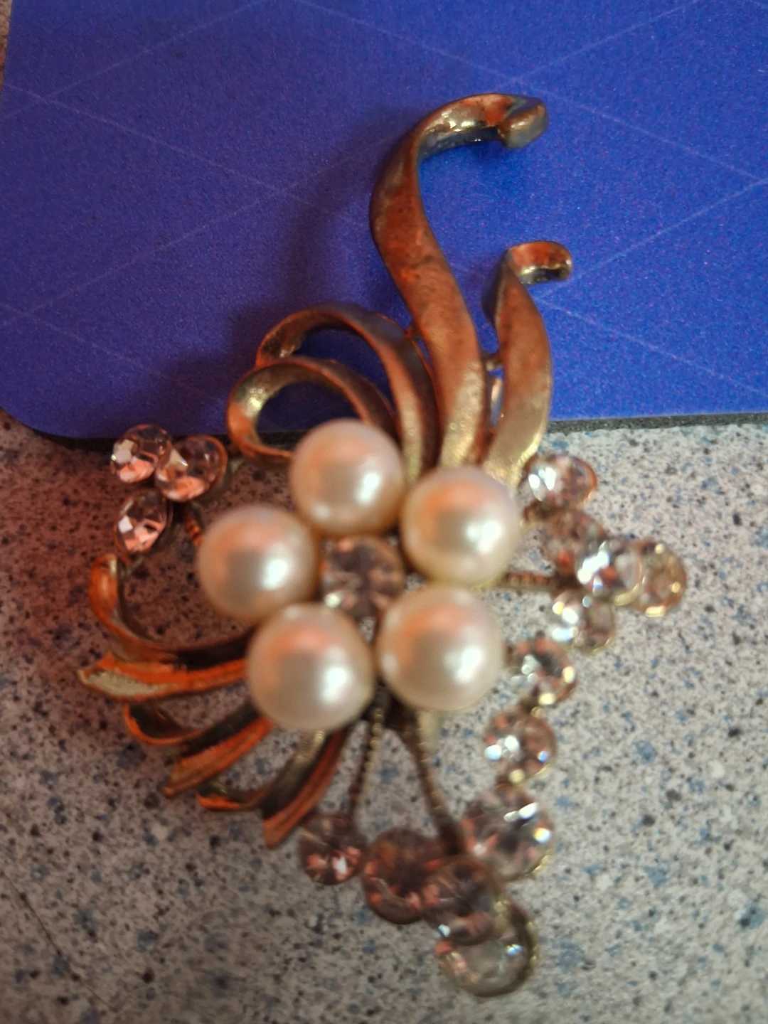 Pearl and Rhinestone Brooch