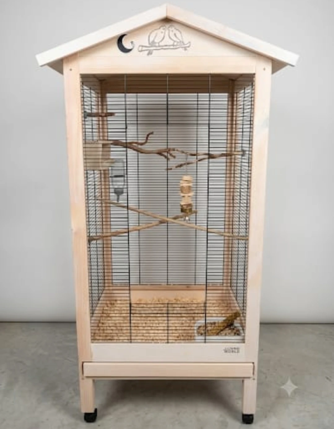Wooden Bird Cage with Accessories