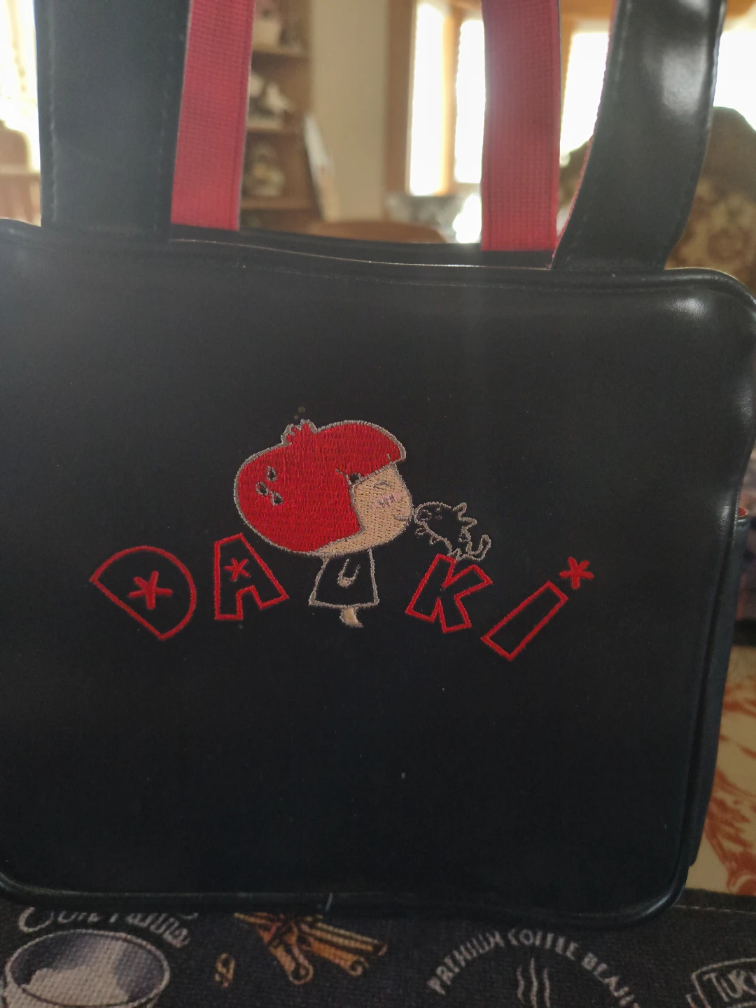 Black "DAKI" Mini Tote Bag with Red Accents - photo 2