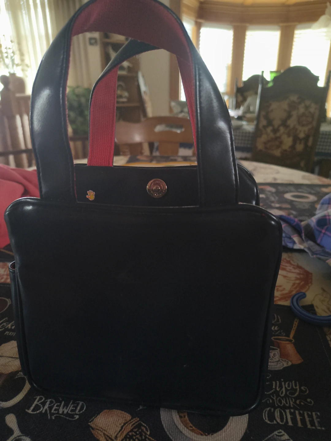 Black "DAKI" Mini Tote Bag with Red Accents - photo 4