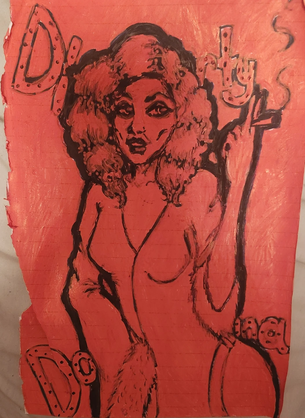 Hand-drawn "Dirty Donna" artwork