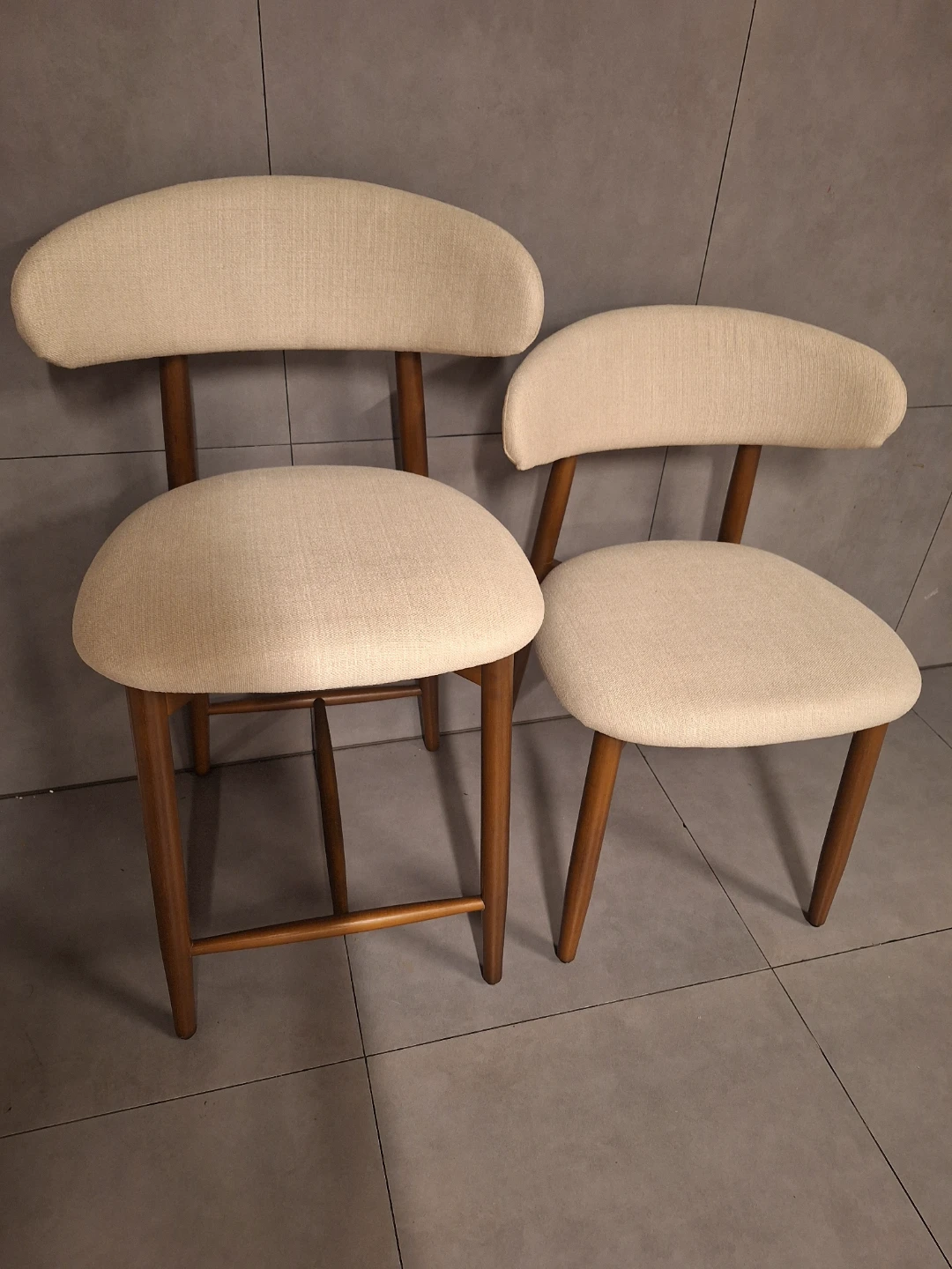 Cream Upholstered Dining Chairs with Wooden Frame - Set of 2 - photo 2