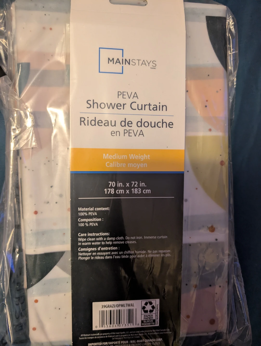 Mainstays PEVA Shower Curtains $4 ea