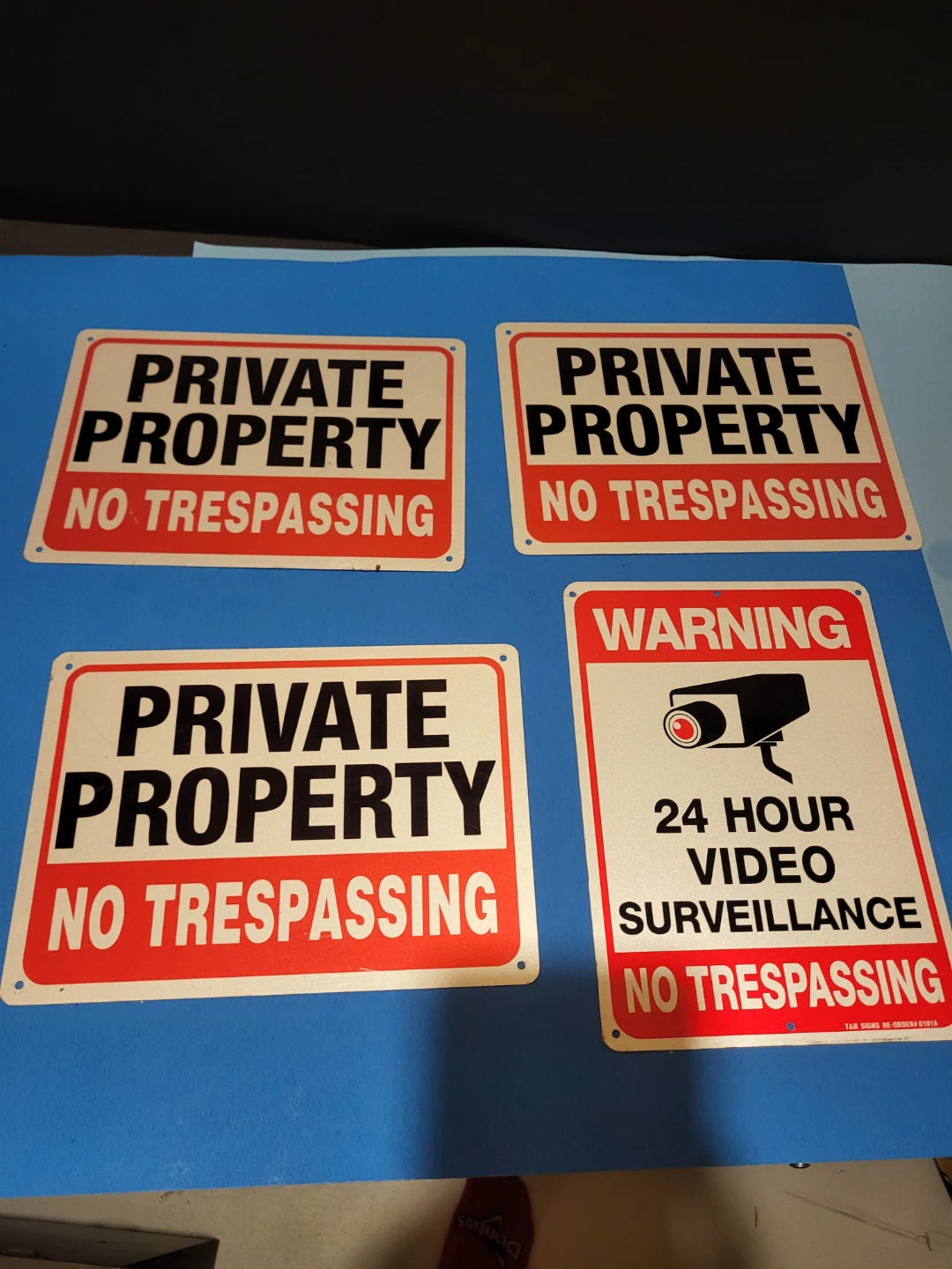 Private Property No Trespassing Signs (Set of 4)