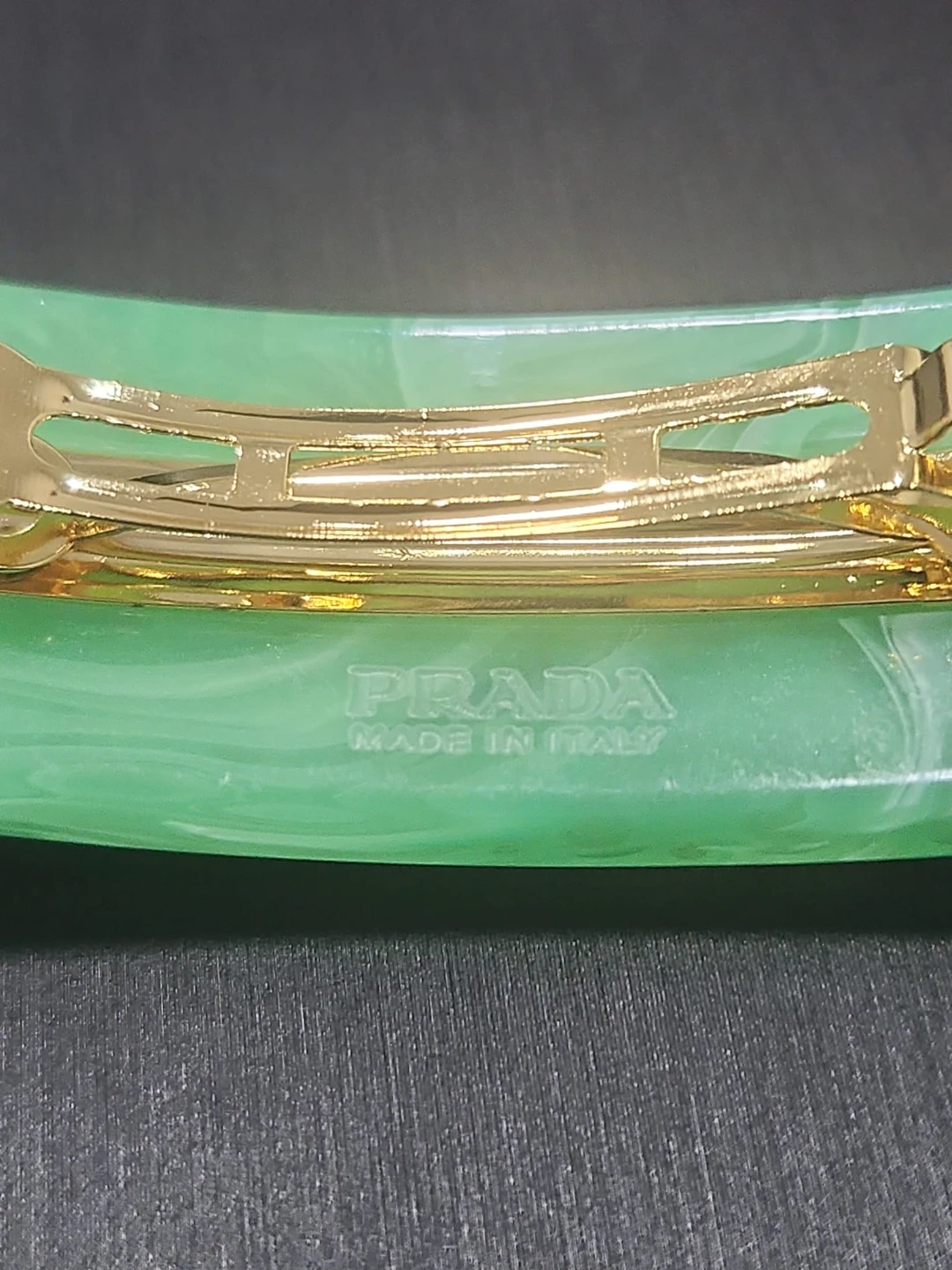 Prada Green Rhinestone Barrette Hair Clip - photo 2