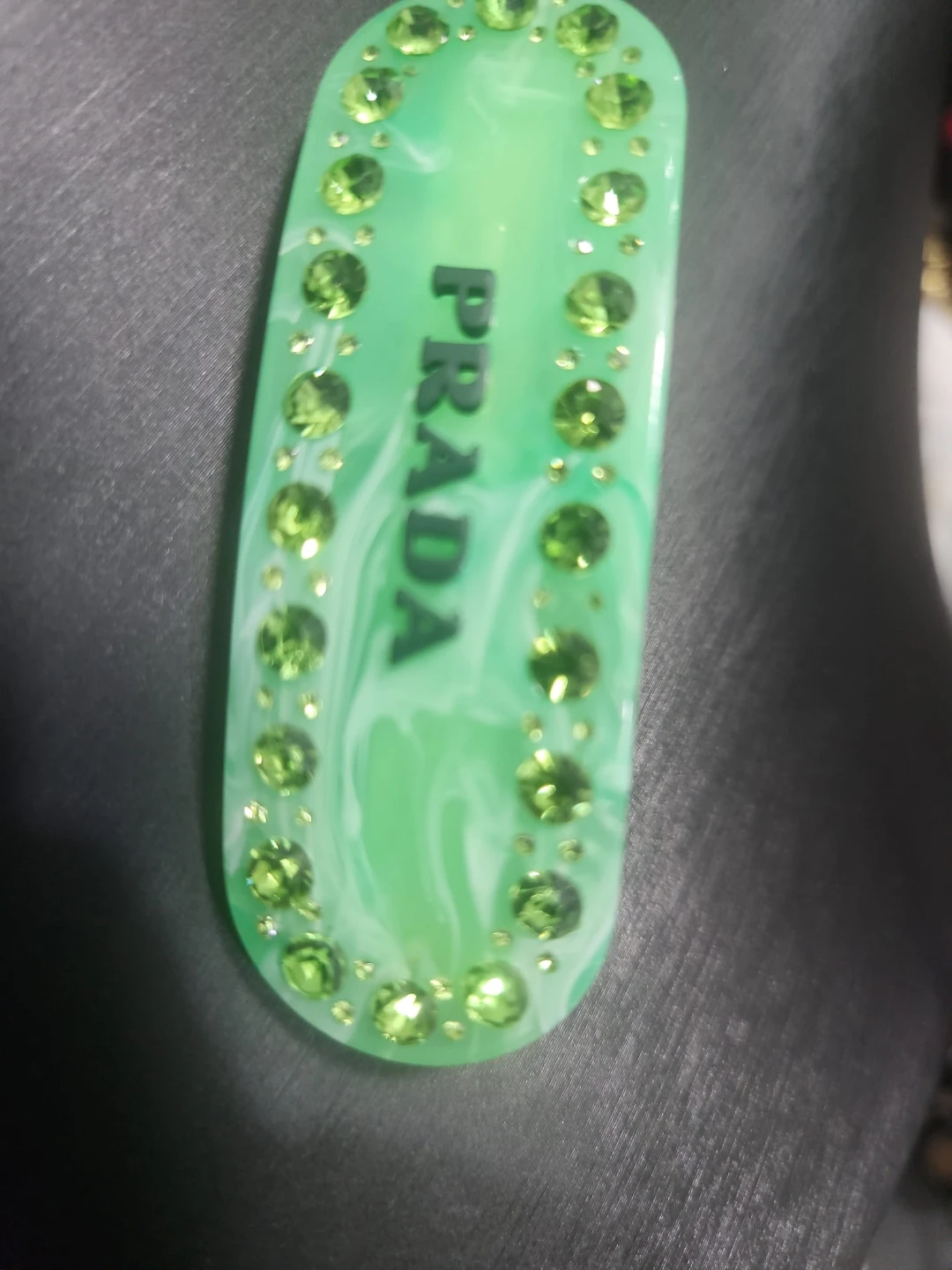 Prada Green Rhinestone Barrette Hair Clip - photo 3
