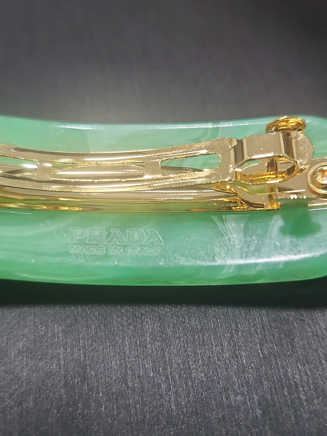Prada Green Rhinestone Barrette Hair Clip - photo 4