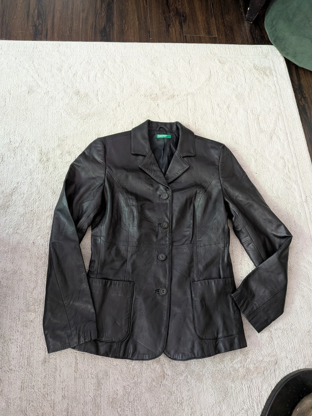 United Colors of Benetton Black Leather Blazer Jacket