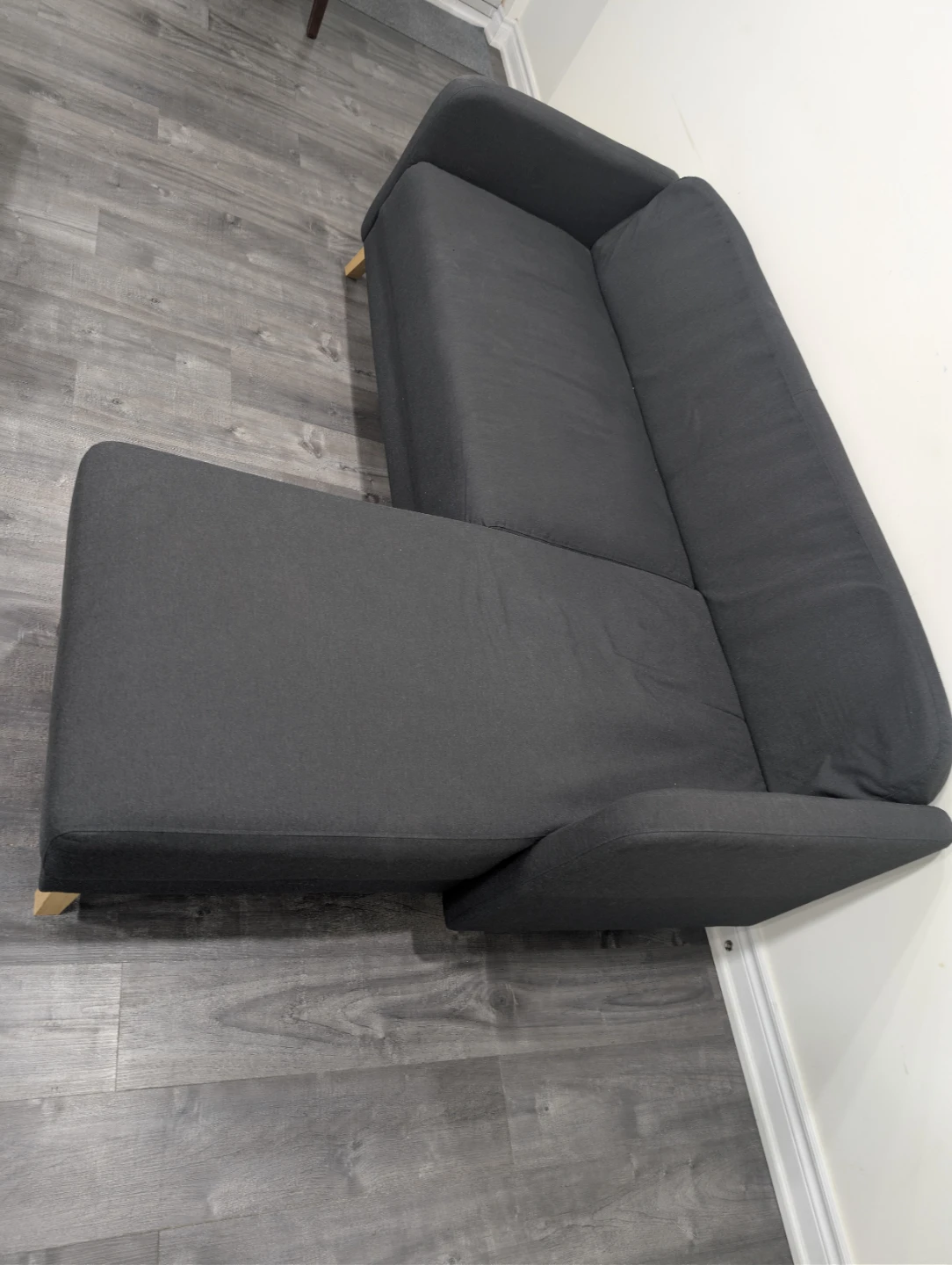 Compact L-Shaped Sectional Sofa – Dark Charcoal Grey - photo 2