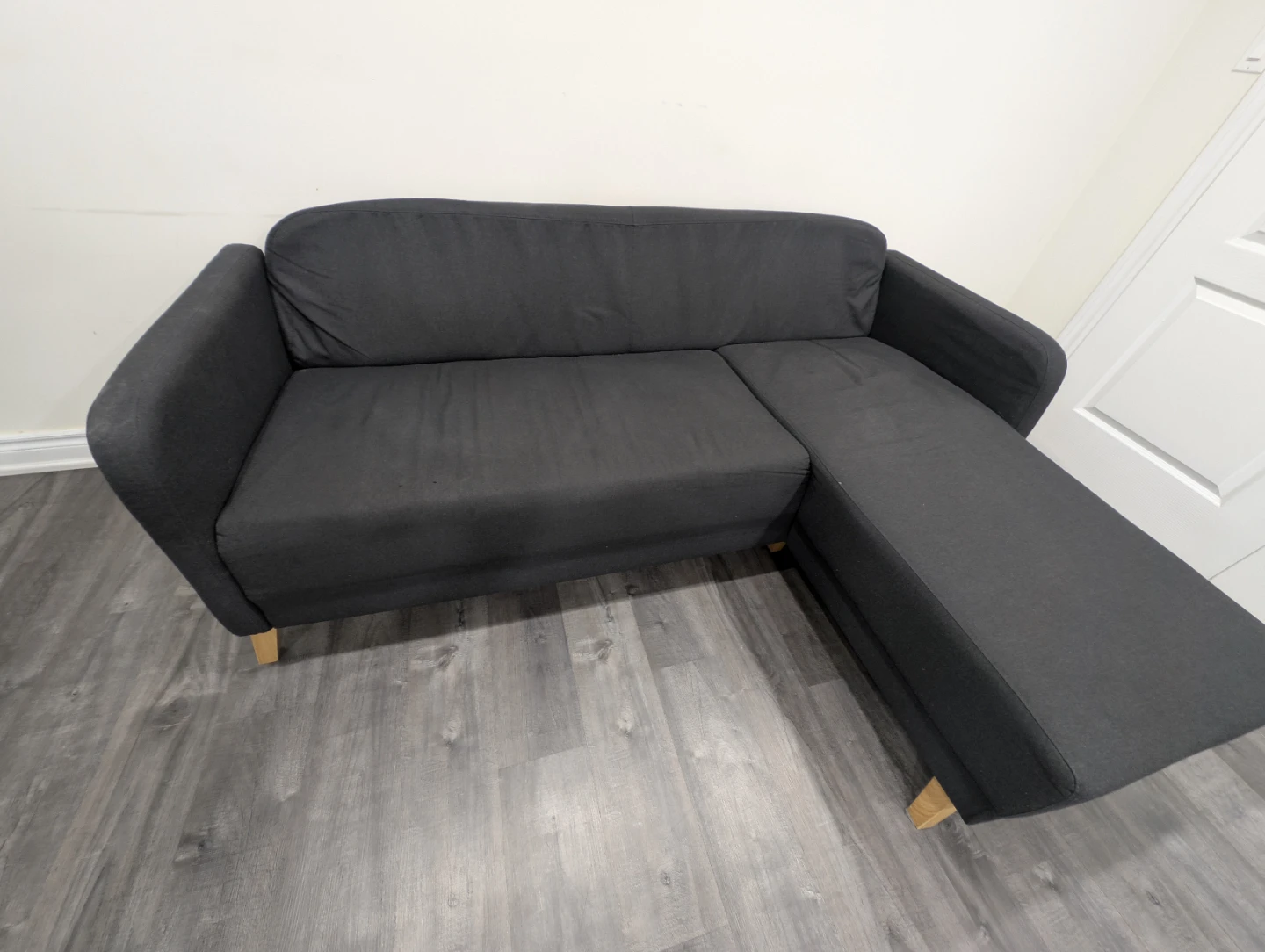 Compact L-Shaped Sectional Sofa – Dark Charcoal Grey - photo 3