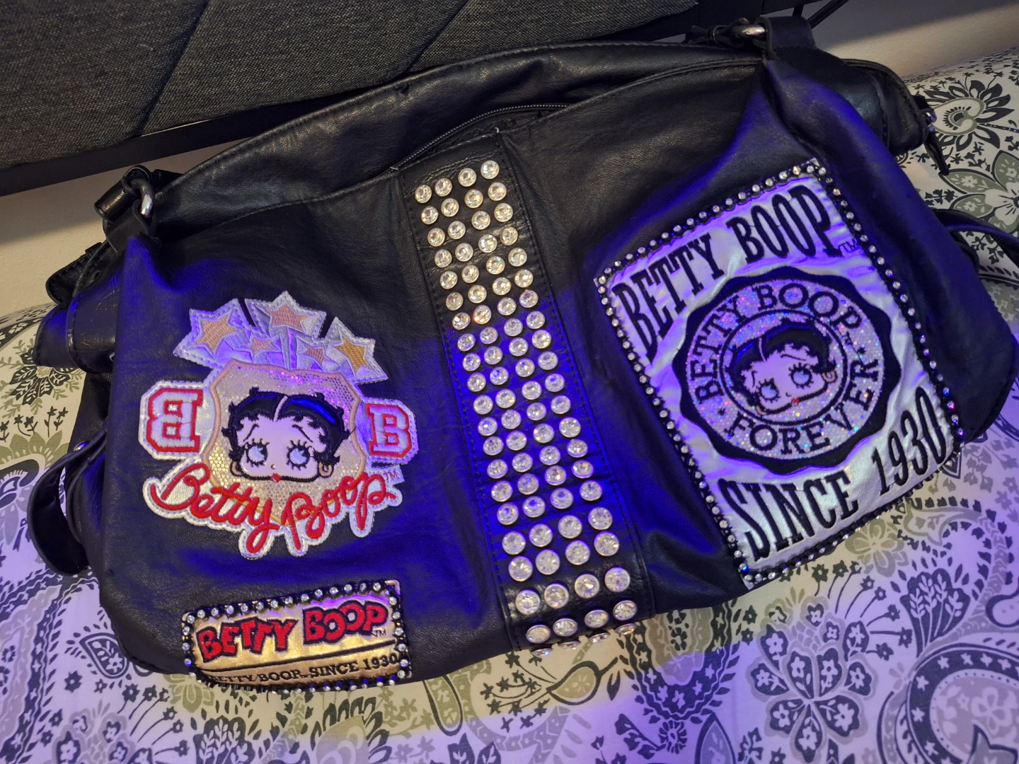 Betty Boop Black Faux Leather Bag (Rare) - photo 2