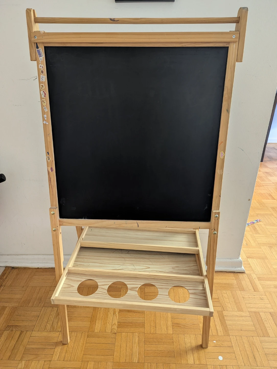 Wooden Double-Sided Easel with Chalkboard and Whiteboard