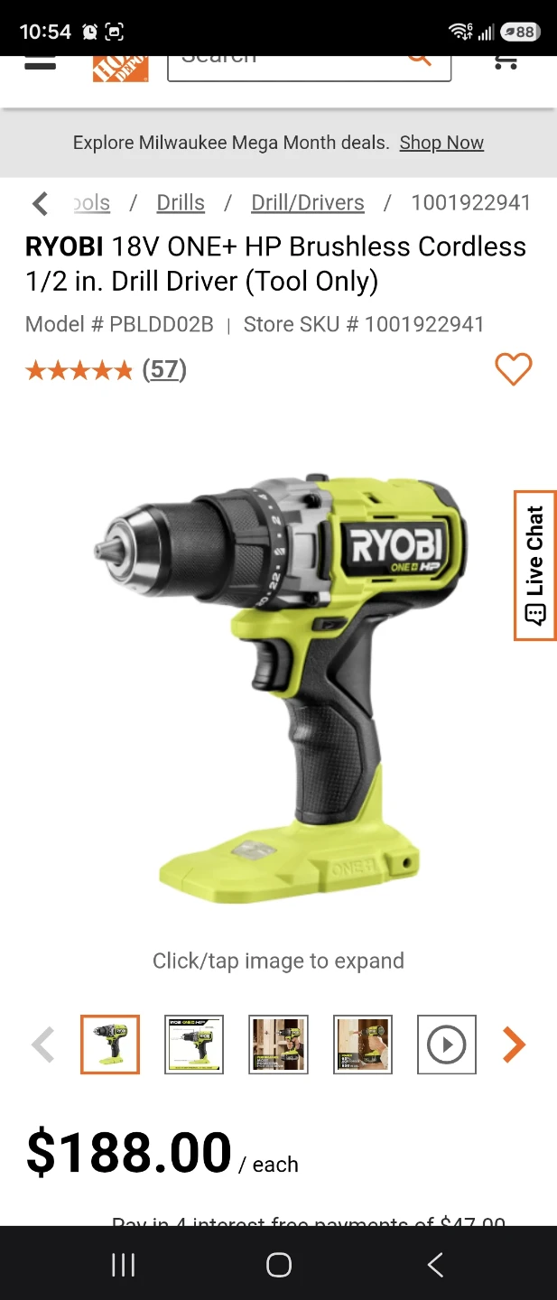 Ryobi 18 volt cordless drill