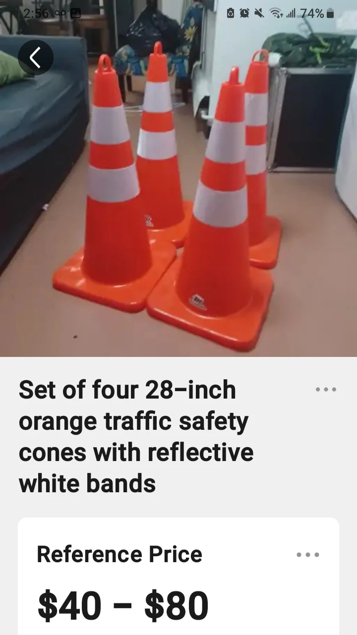 Set of 4 Traffic Safety Cones - 28 inch Orange