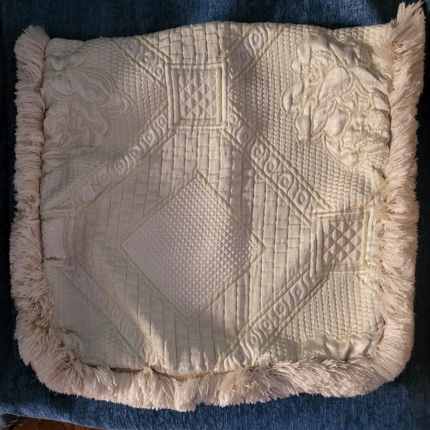 Cream Pillow Cover with Fringe