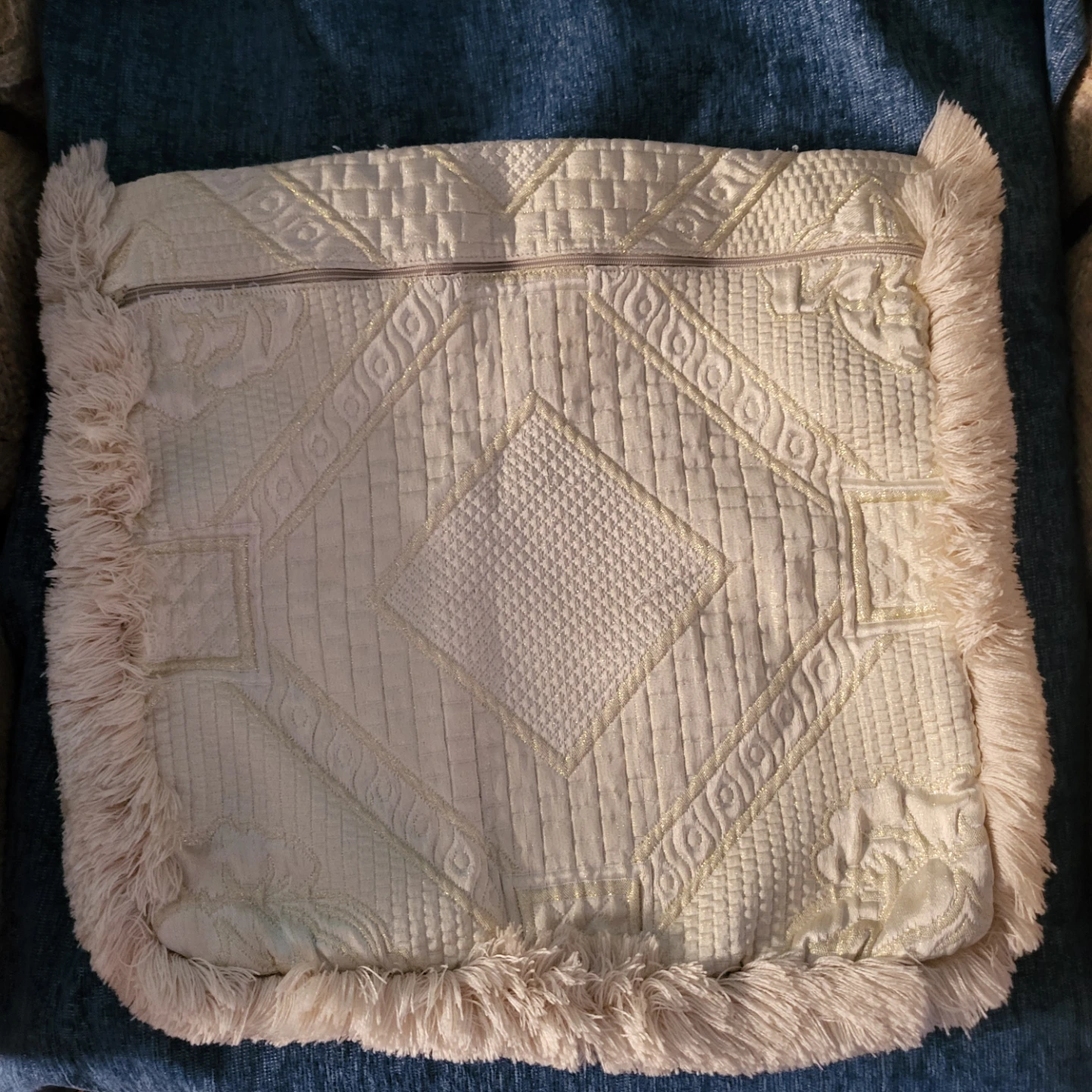 Cream Pillow Cover with Fringe - photo 2