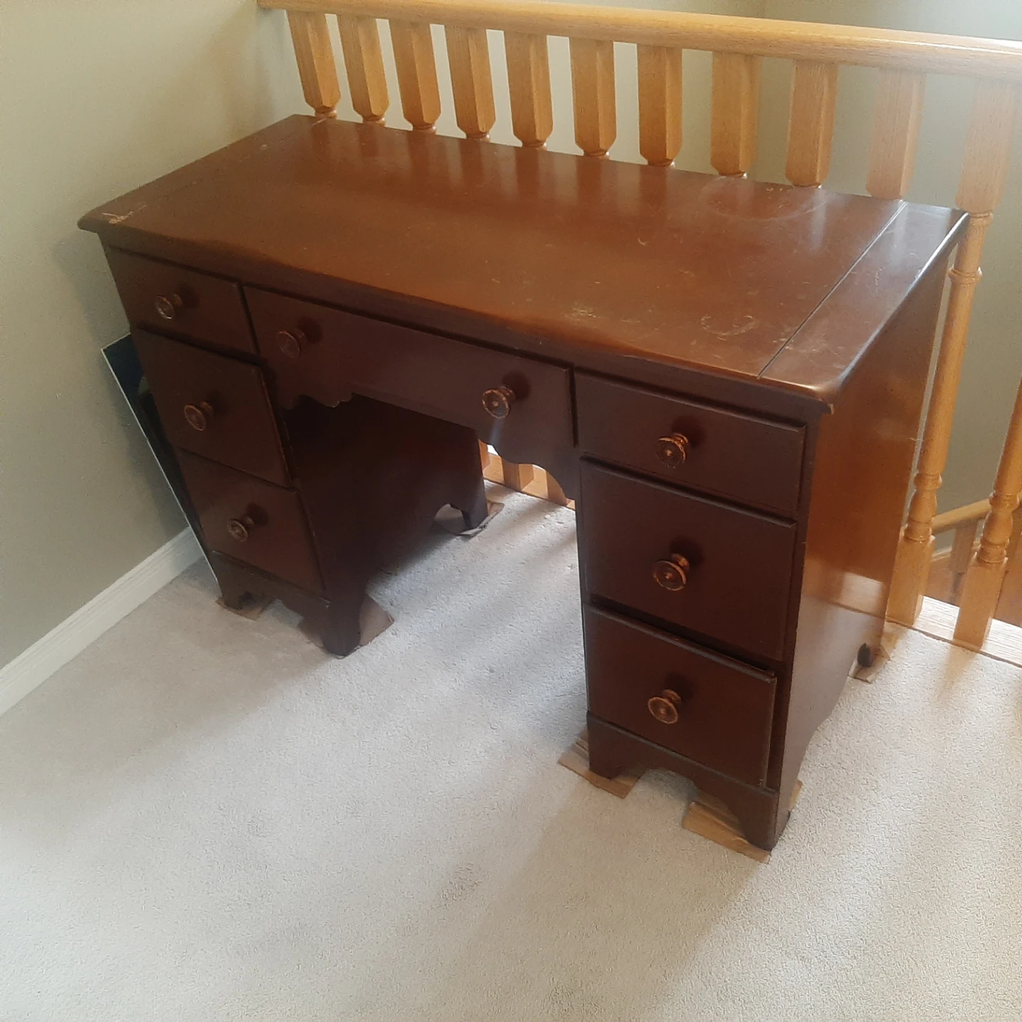 Brown Wooden Desk with Drawers