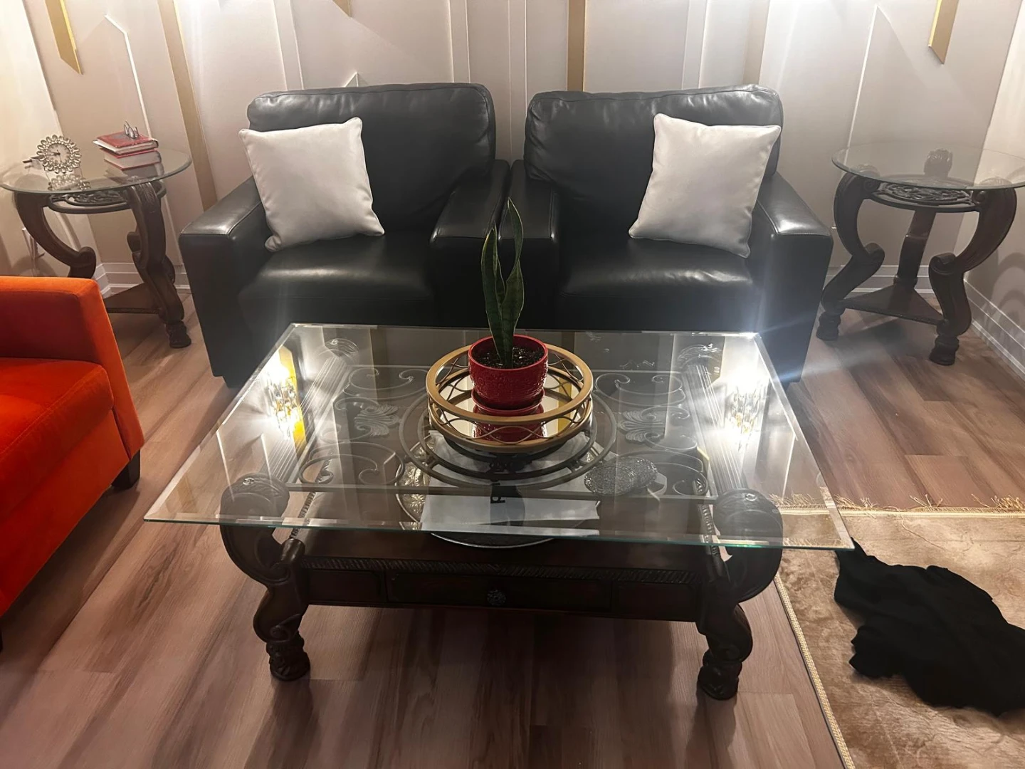 Glass and Wood Coffee Table