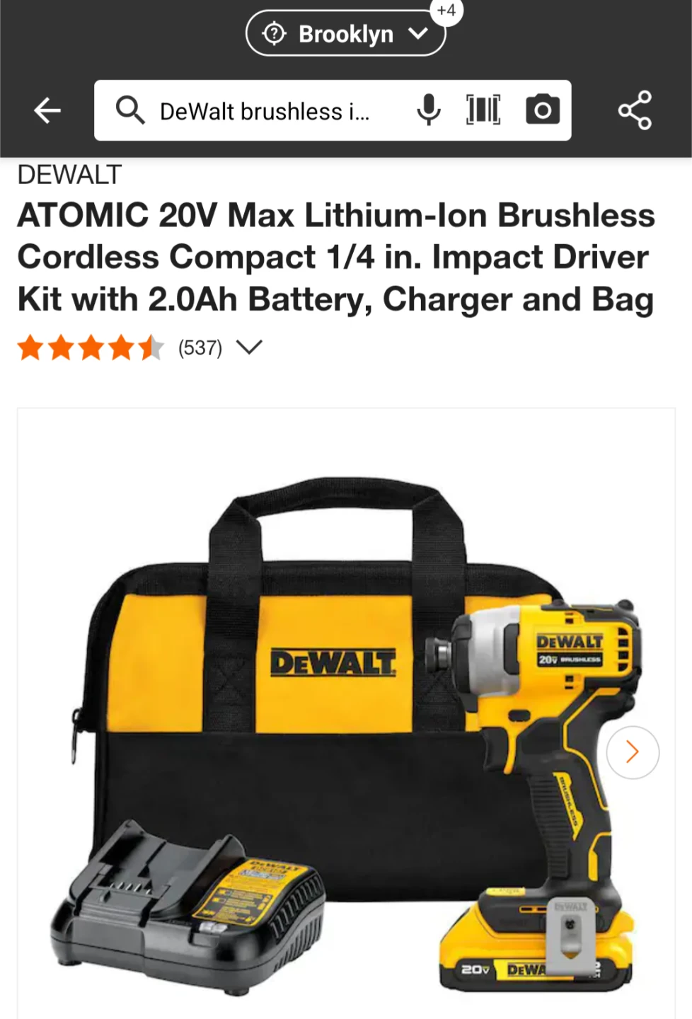 20V Max DeWalt ATOMIC Brushless Impact Drill Combo - photo 2