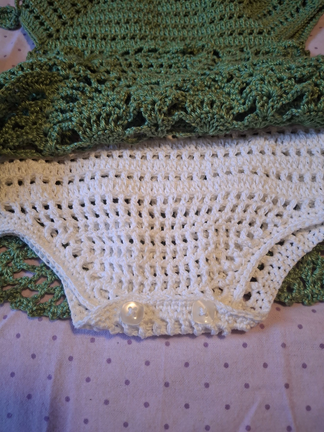 Hand-Crocheted Baby Dress, Shoes, and Headband Set - photo 4