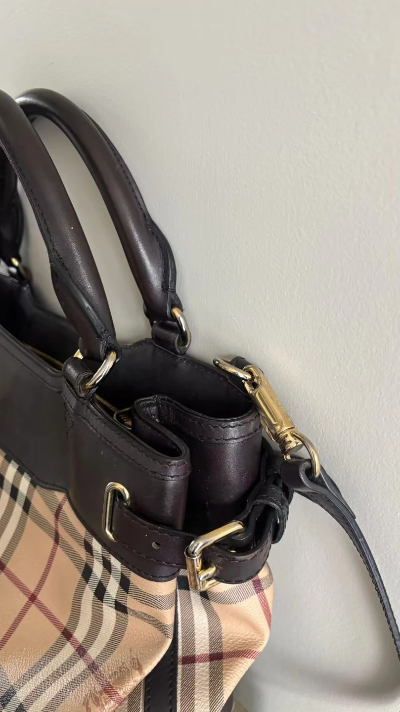 Burberry Haymarket Check Leather Tote Bag - photo 2