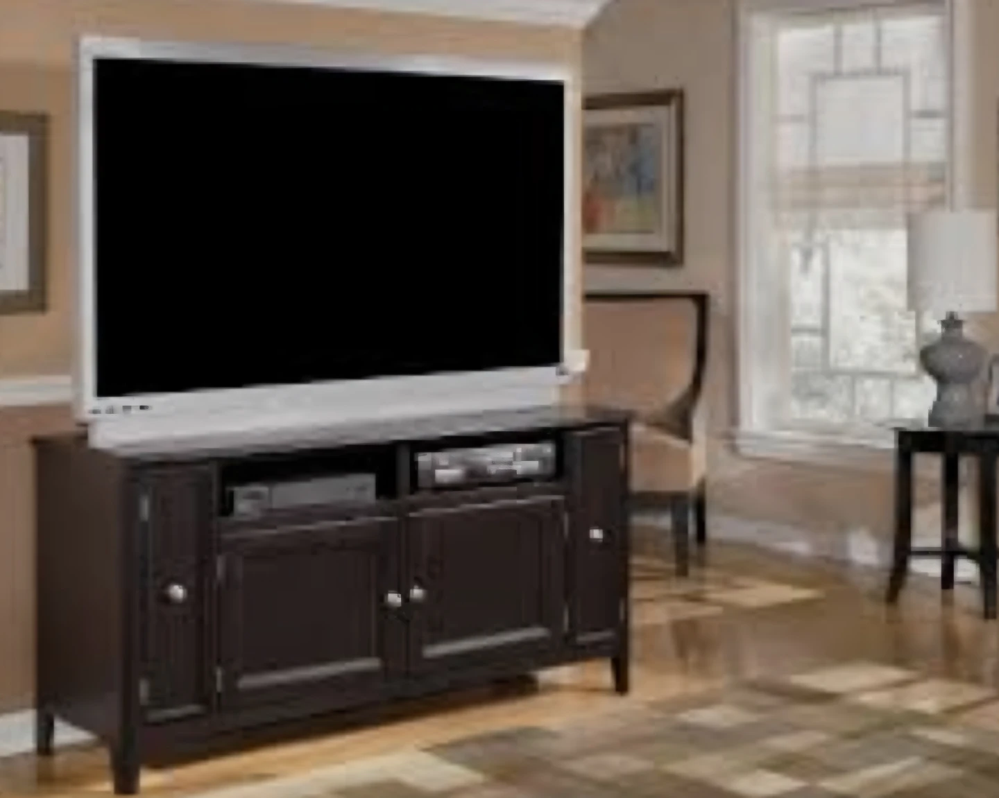 Dark Wood TV Stand with Storage