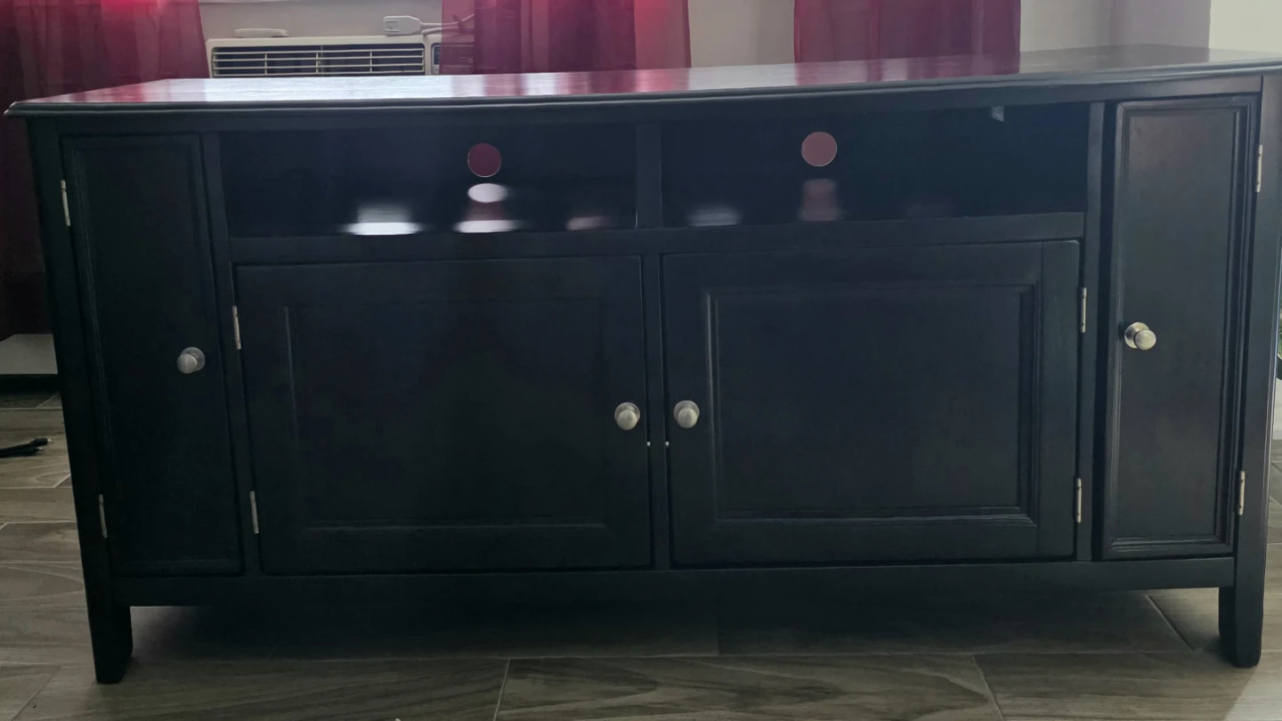 Dark Wood TV Stand with Storage - photo 2