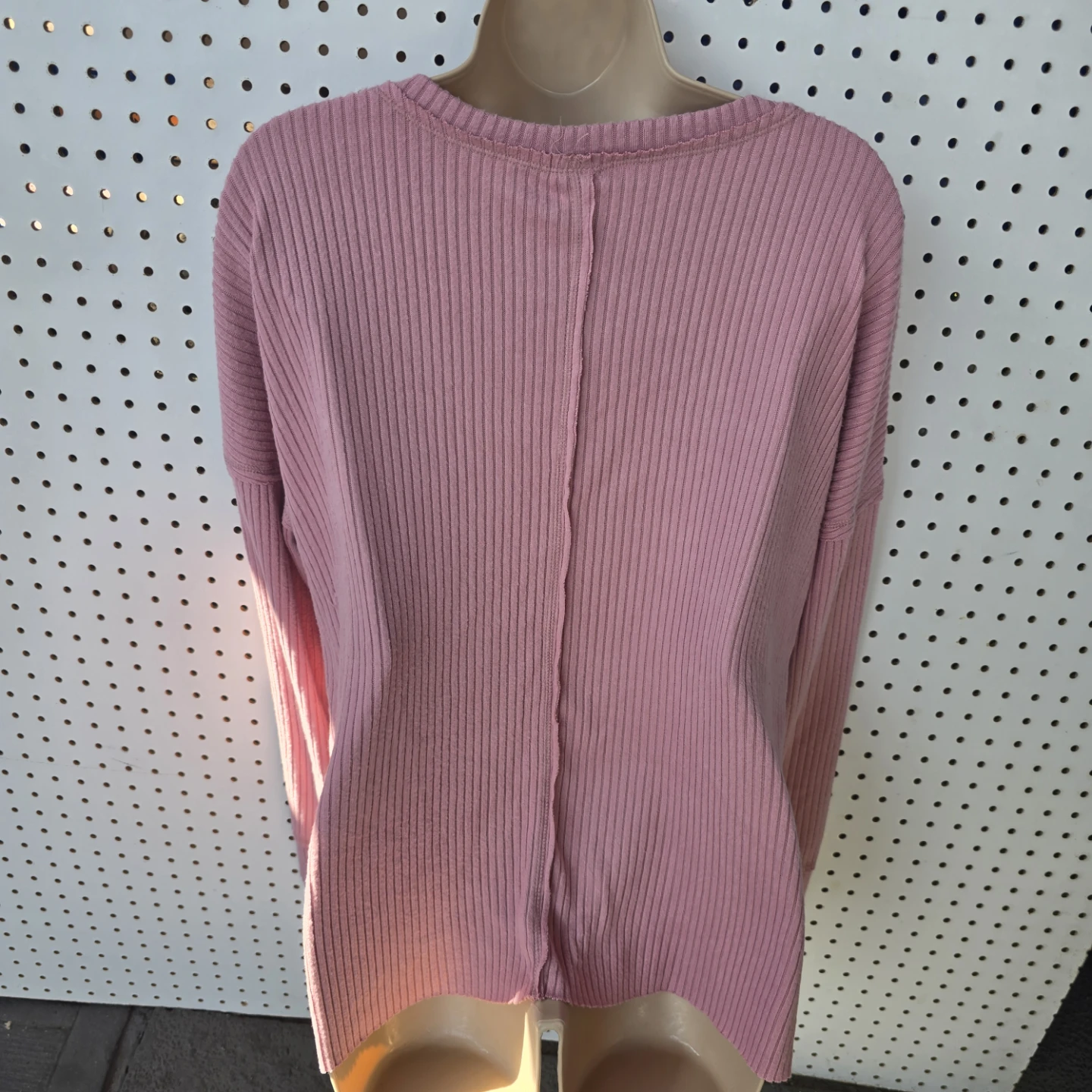 Pink Ribbed V-Neck Long Sleeve Top - photo 5