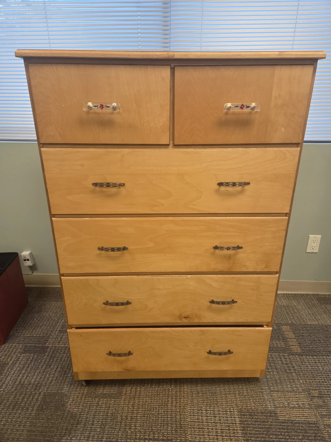 Light Wood Dresser with Decorative Drawer Pulls