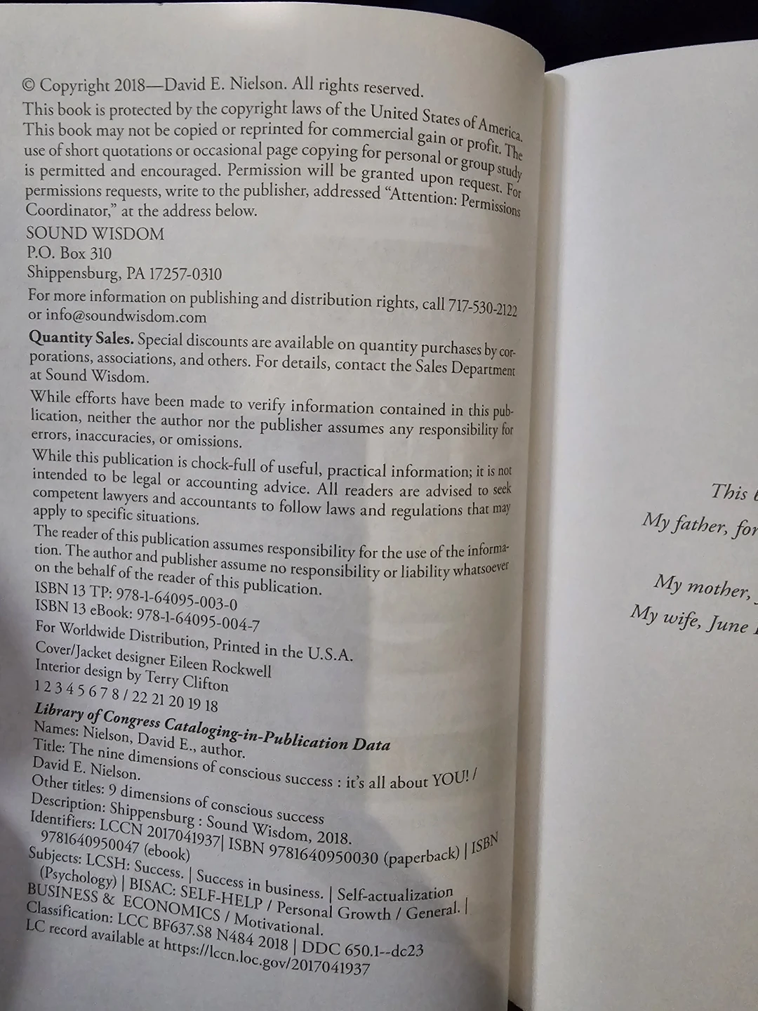 The 9 Dimensions of Conscious Success by David E. Nielson Book - photo 2