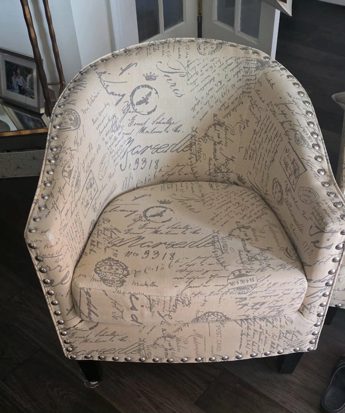 Accent Chair - French Script Pattern