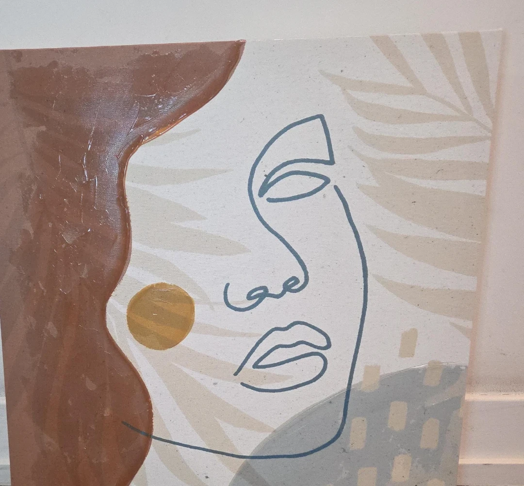 Abstract Face Line Art Canvas Painting