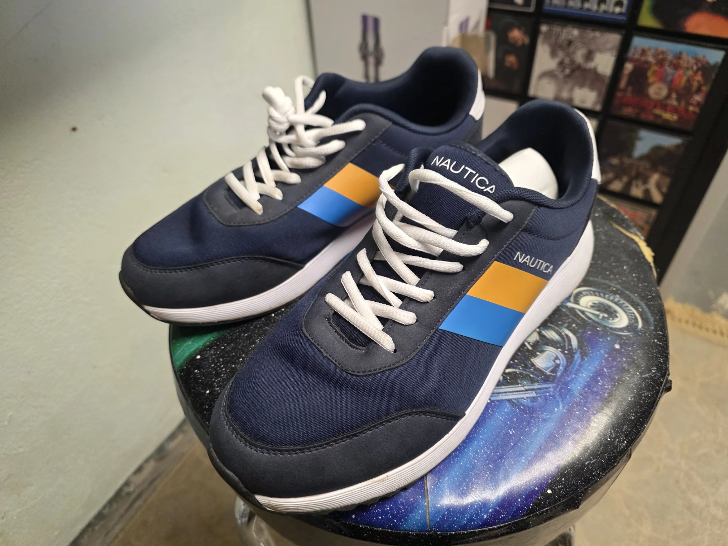 9.5 Nautica Navy Blue Sneakers with Orange and Blue Stripe - photo 2