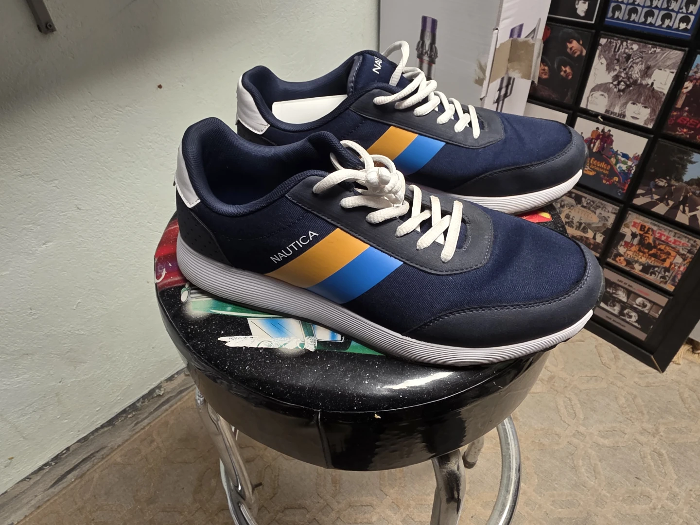 9.5 Nautica Navy Blue Sneakers with Orange and Blue Stripe - photo 3