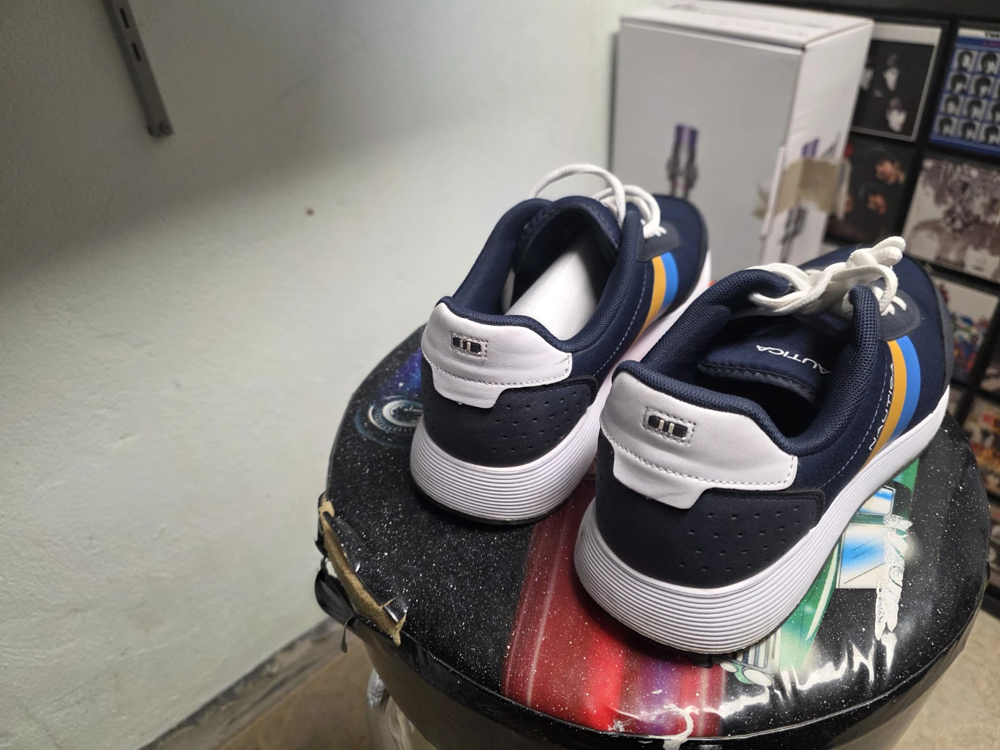 9.5 Nautica Navy Blue Sneakers with Orange and Blue Stripe - photo 4