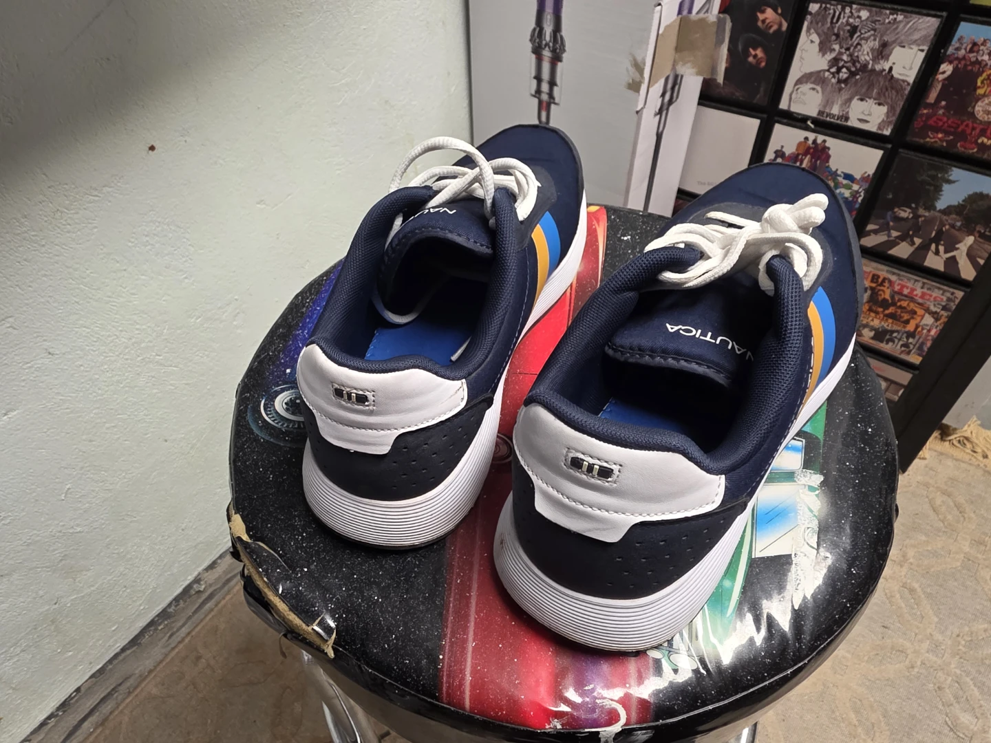 9.5 Nautica Navy Blue Sneakers with Orange and Blue Stripe - photo 5