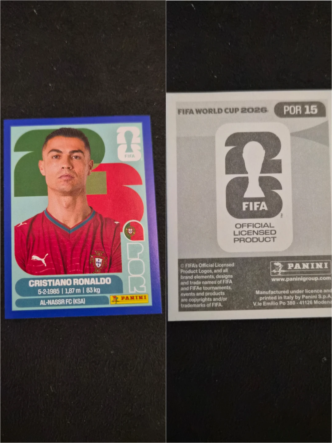 Panini fifa sticker Cristiano Ronaldo POR15