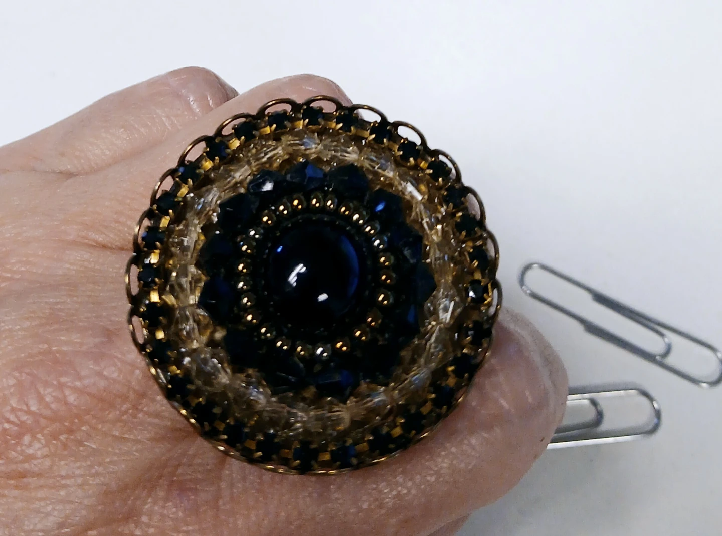 Vintage Beaded Large Statement Ring - photo 2