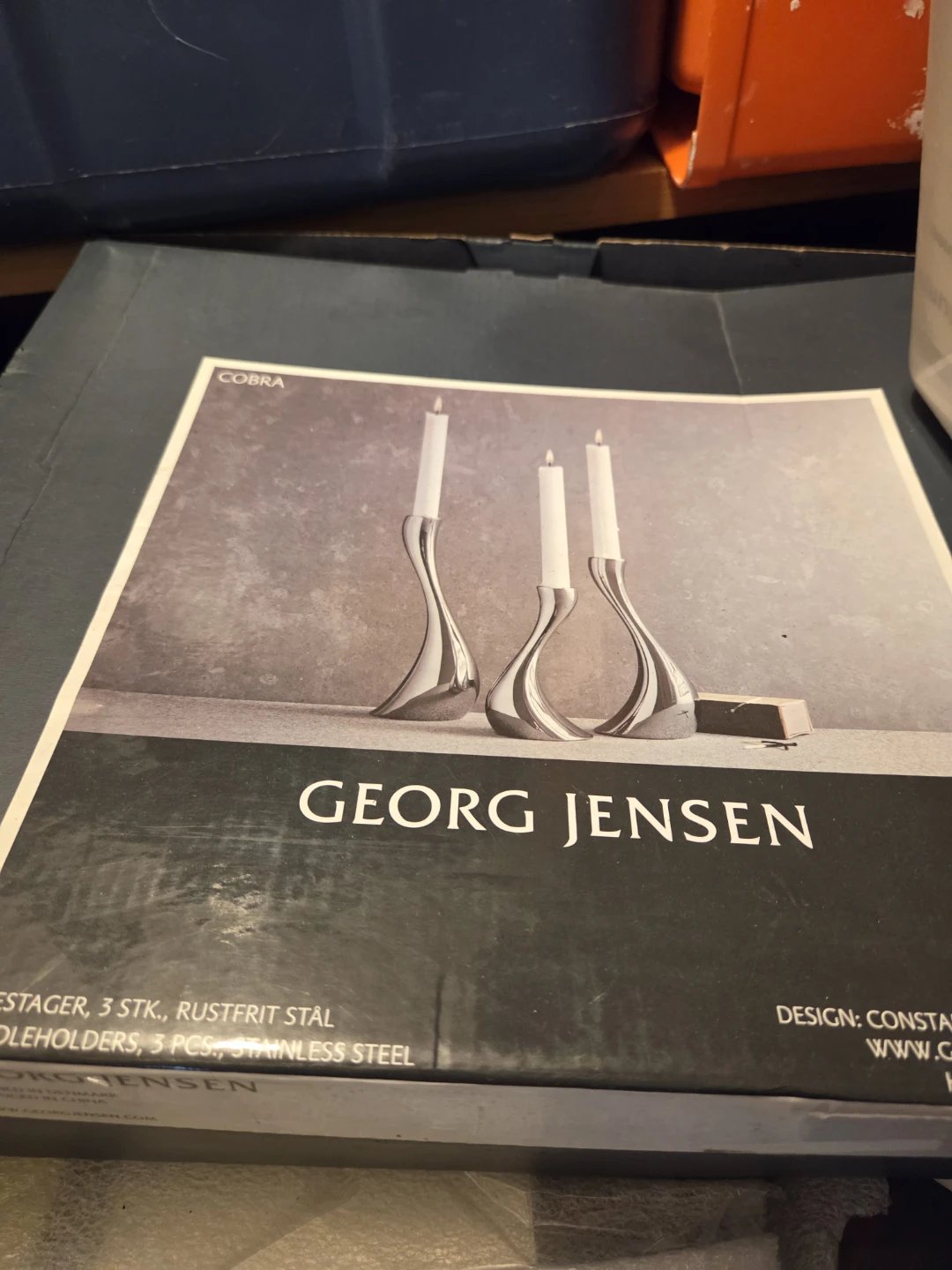 Georg Jensen Cobra 3-piece Stainless Steel Candleholders