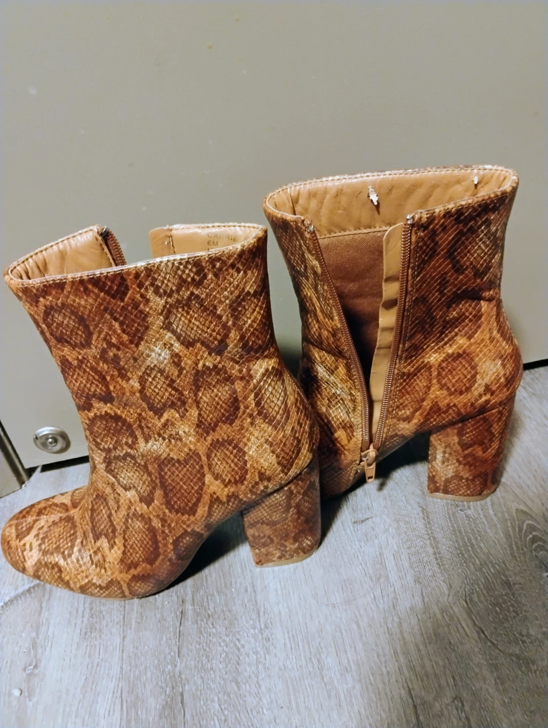 Brown Snake Print Block Heel Ankle Boots - photo 2