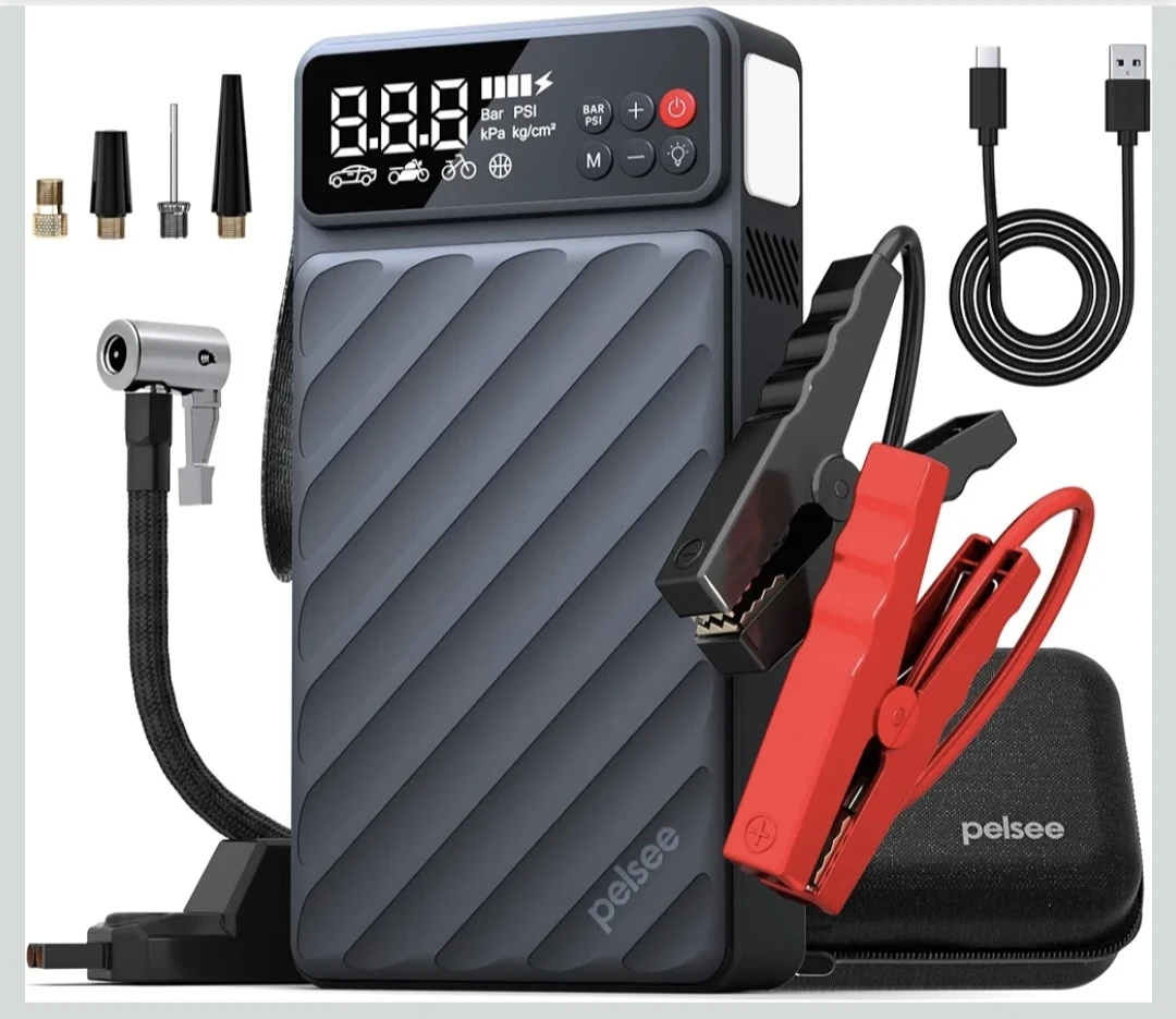 Pelsee 6000A Jump Starter & Air Compressor Power Bank