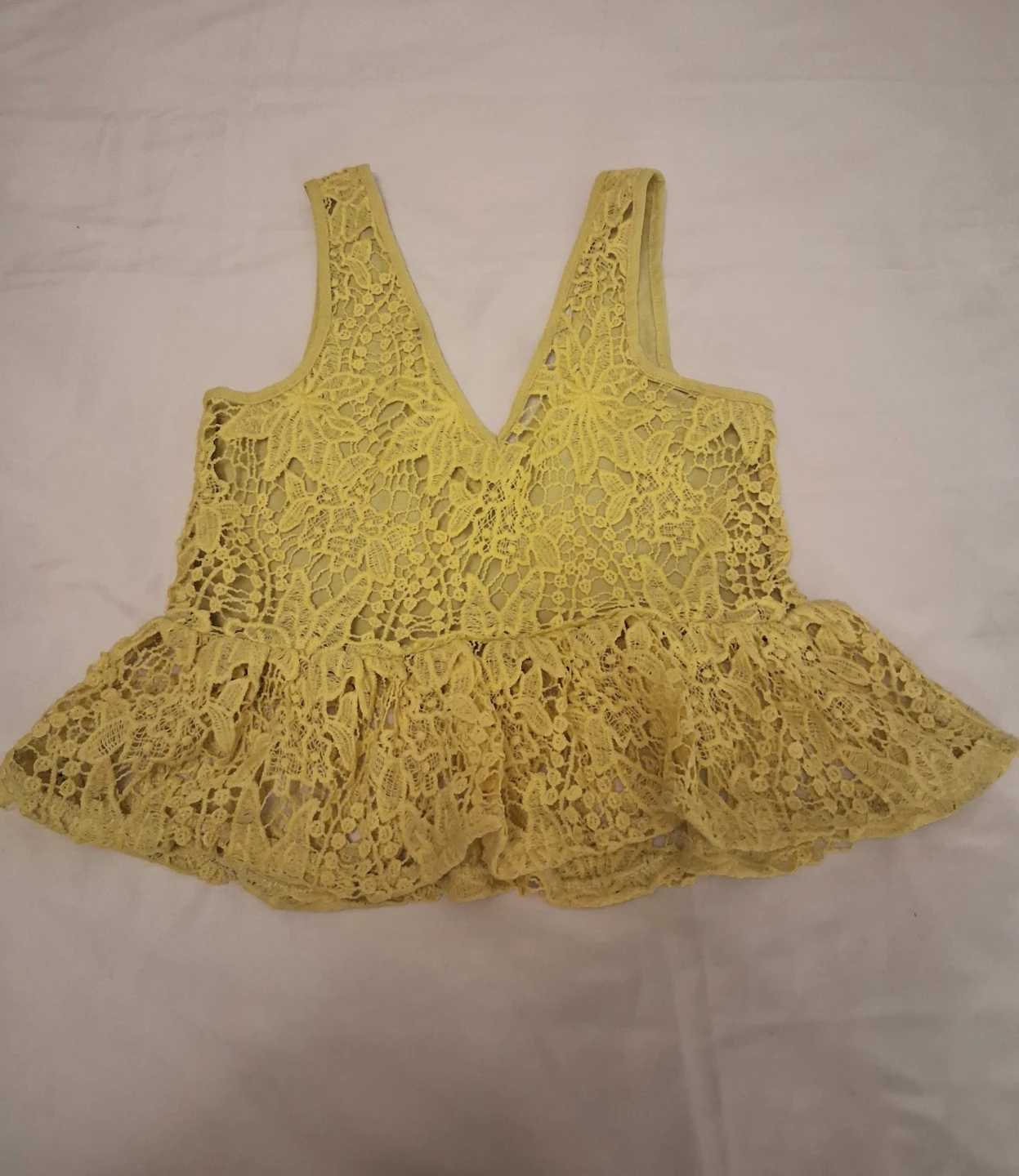 Zara Yellow Lace Peplum Tank Top - photo 5