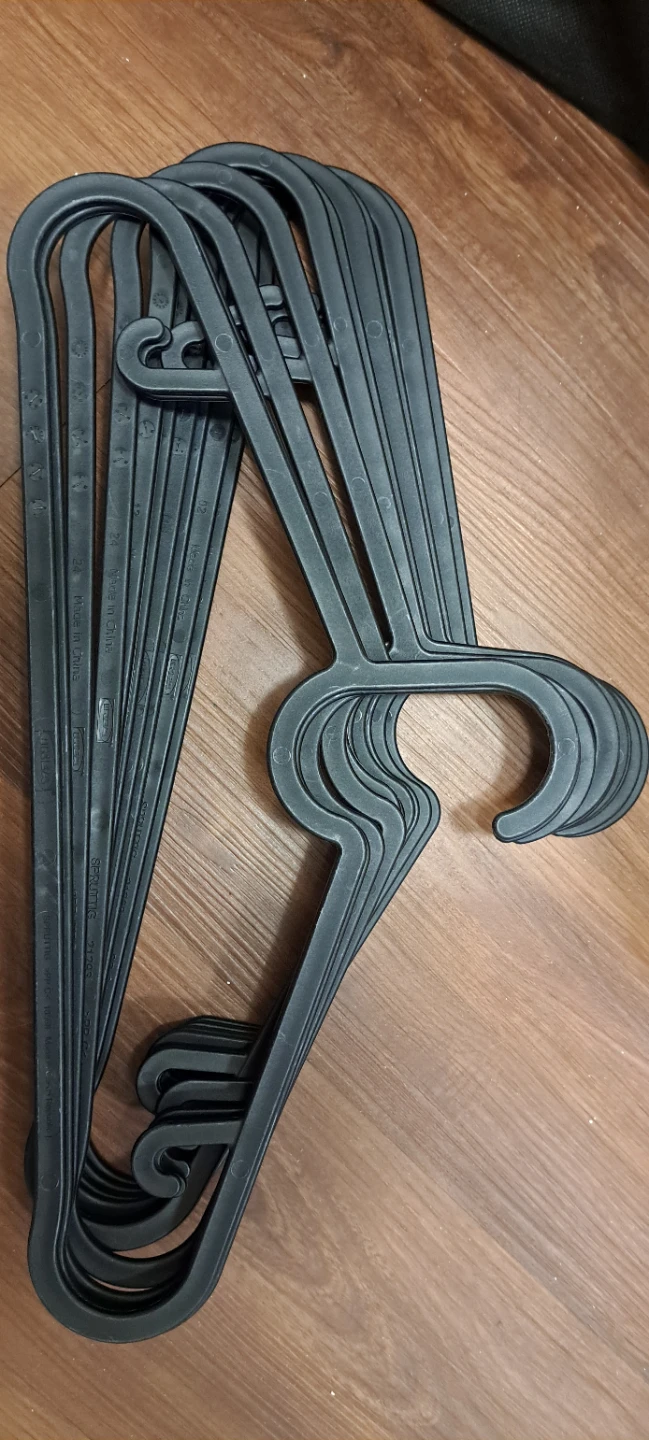 Set of 10 Black Plastic Hangers