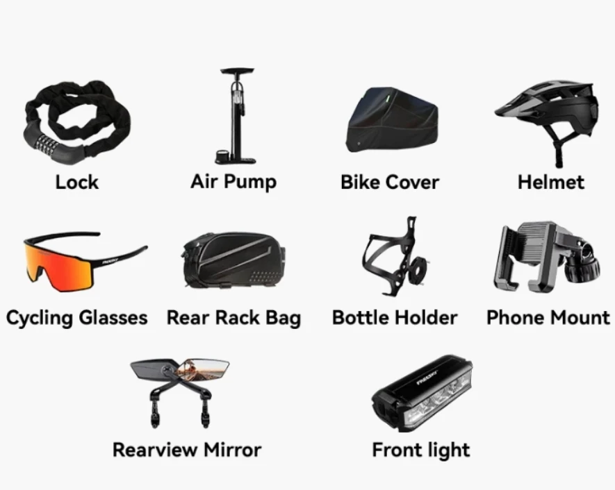 10 PIECE BIKING ACCESSORIES NEW
