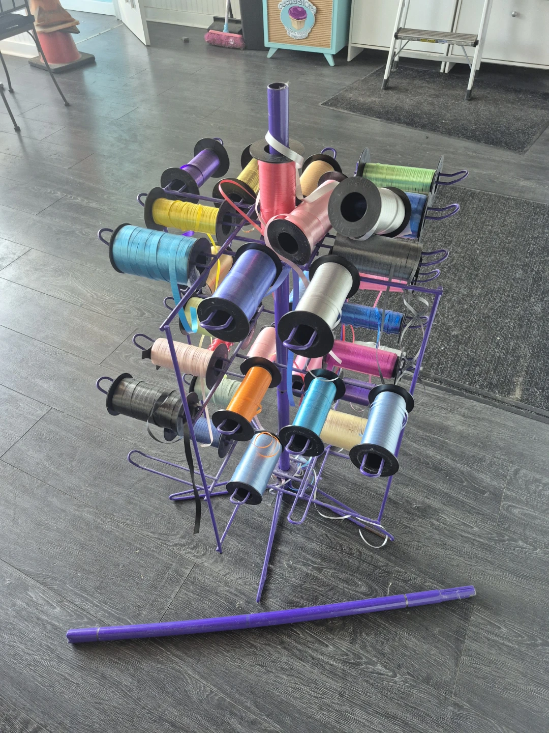Balloon Ribbon Spool Display Rack with Assorted Colors