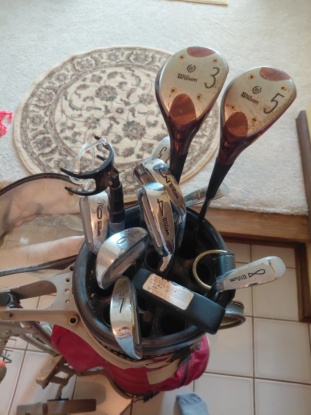 Vintage Wilson Golf Clubs with bag and carrier
