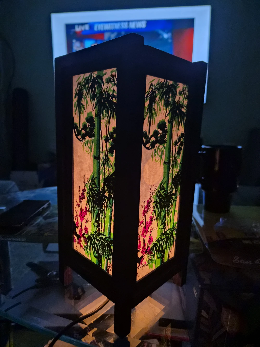 2 Japanese Style Table Lampa with Bamboo Design
