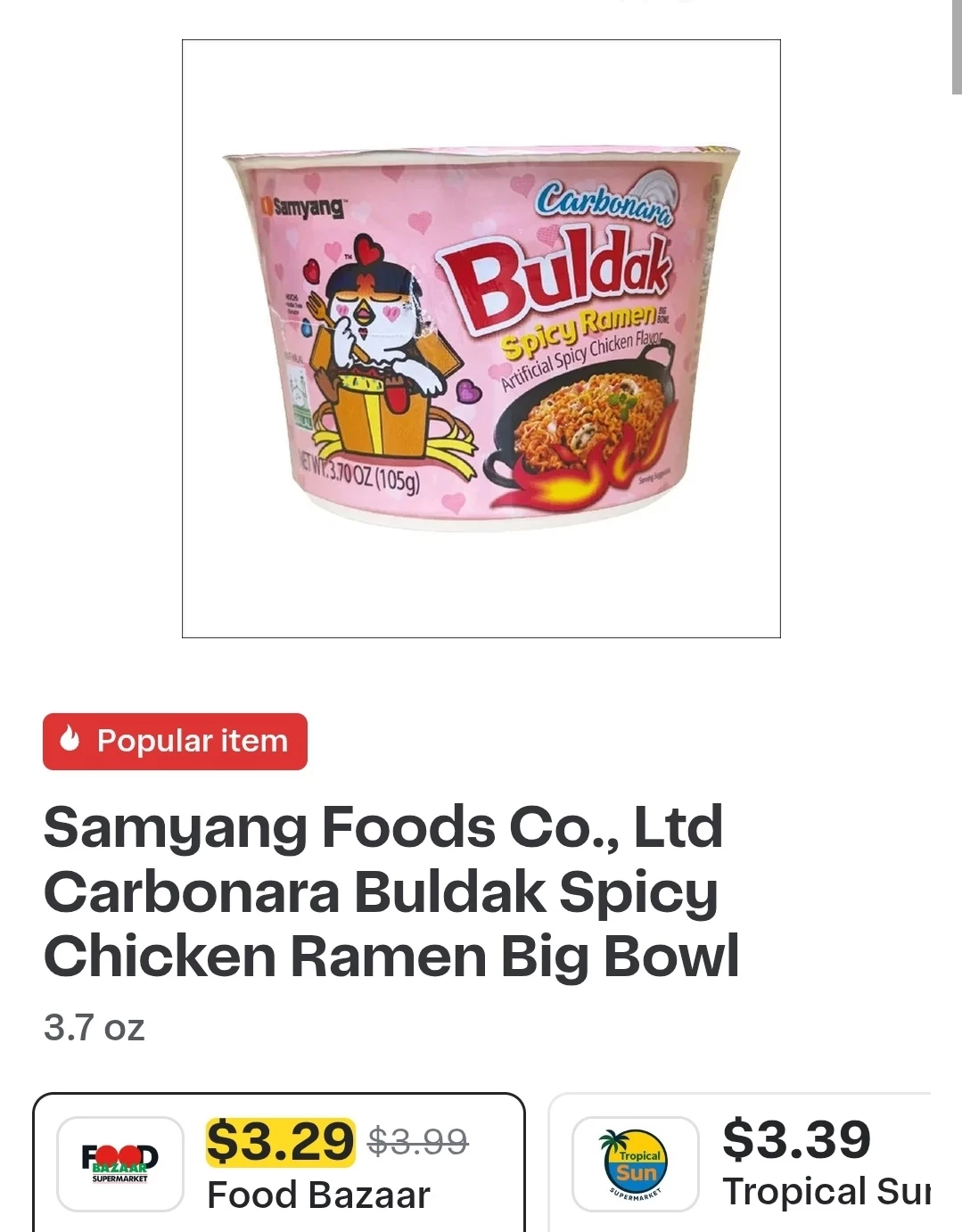 NEW Samyang Carbonara Buldak Spicy Chicken Ramen Big Bowl